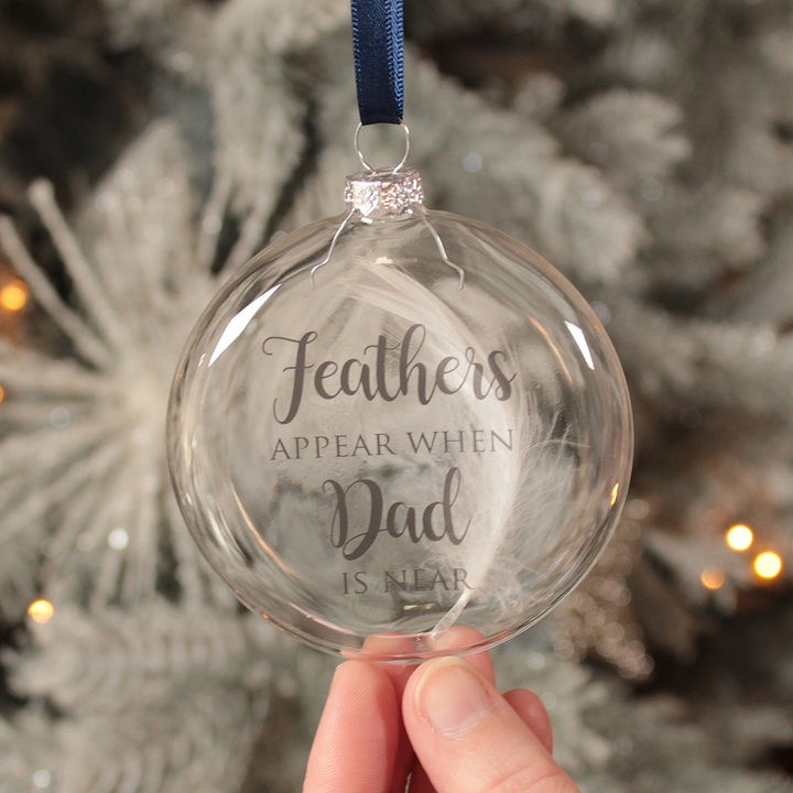 Glass Feathers Appear Memorial Christmas Bauble-Love Lumi Ltd