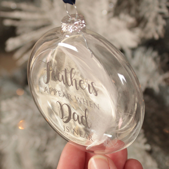 Glass Feathers Appear Memorial Christmas Bauble-Love Lumi Ltd