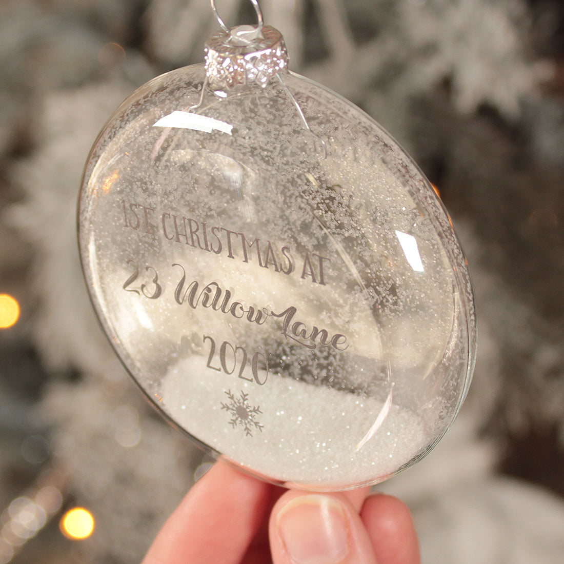 Glass 1st Christmas at a New Home Christmas Glitter Bauble-Love Lumi Ltd