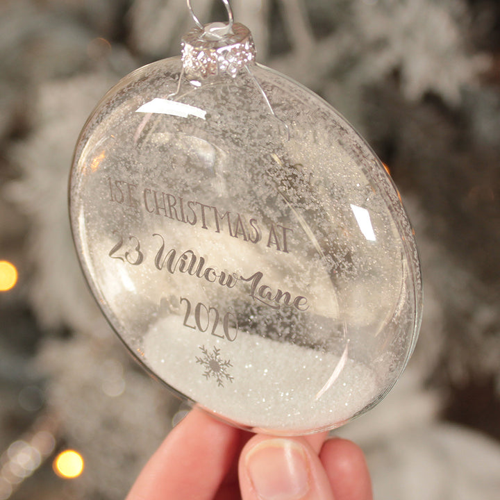 Glass 1st Christmas at a New Home Christmas Glitter Bauble-Love Lumi Ltd