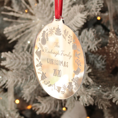 Family Christmas Wreath Mirror Decoration-Love Lumi Ltd