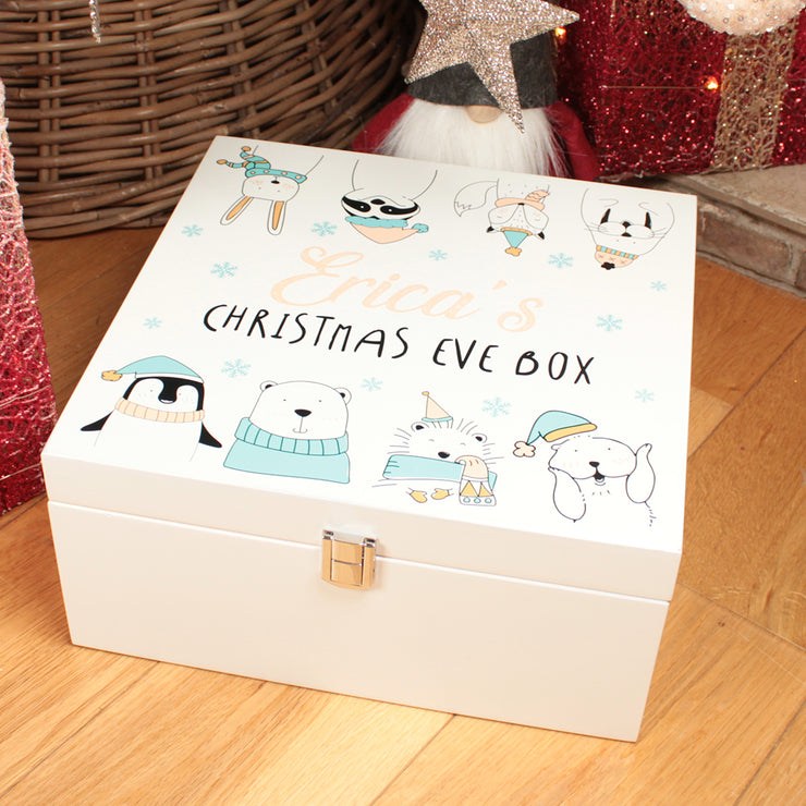 Personalised Cute Winter Animals Wooden Christmas Eve Box-Love Lumi Ltd