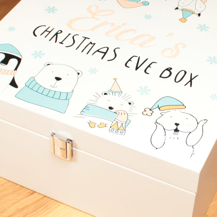 Personalised Cute Winter Animals Wooden Christmas Eve Box-Love Lumi Ltd