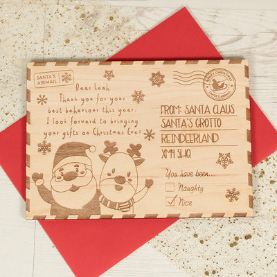 Personalised Santa's Nice List Wooden Postcard-Love Lumi Ltd