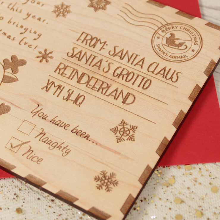 Personalised Santa's Nice List Wooden Postcard-Love Lumi Ltd