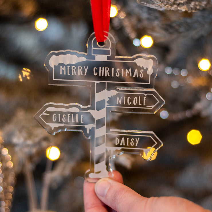 Family North Pole Wooden or Acrylic Hanging Christmas Tree Decoration-Love Lumi Ltd