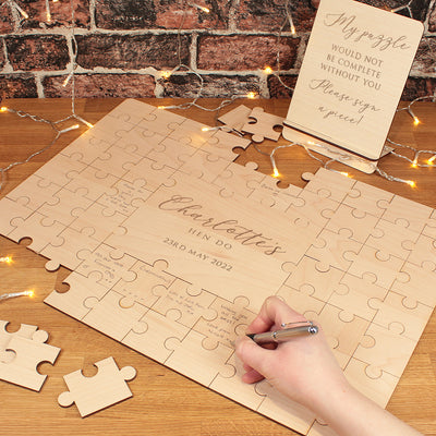 Personalised Script Hen Party Signing Puzzle Jigsaw Guest Book Alternative-Love Lumi Ltd