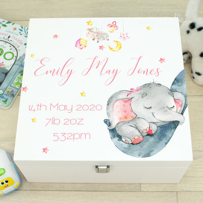 Elephant Cradle Baby Wooden Keepsake Memory Box-Love Lumi Ltd