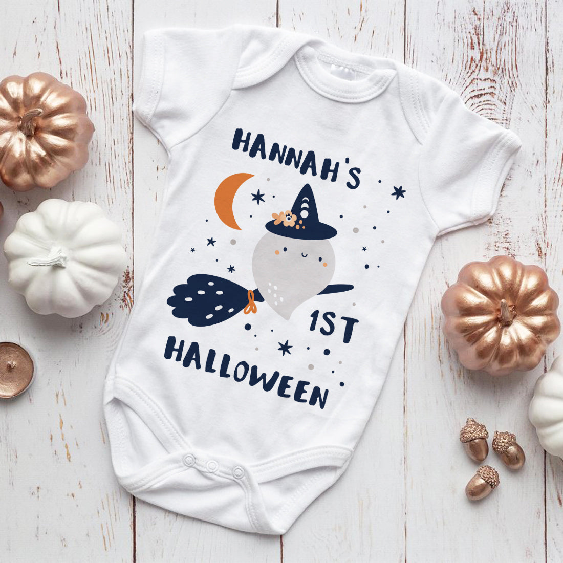 1st Halloween Witches Broomstick Baby Grow Bodysuit Vest-Love Lumi Ltd