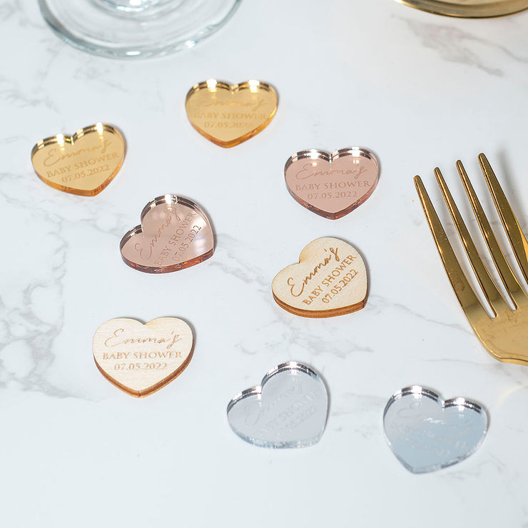 Personalised Heart Baby Shower Table Scatter Confetti Favour Decorations-Love Lumi Ltd