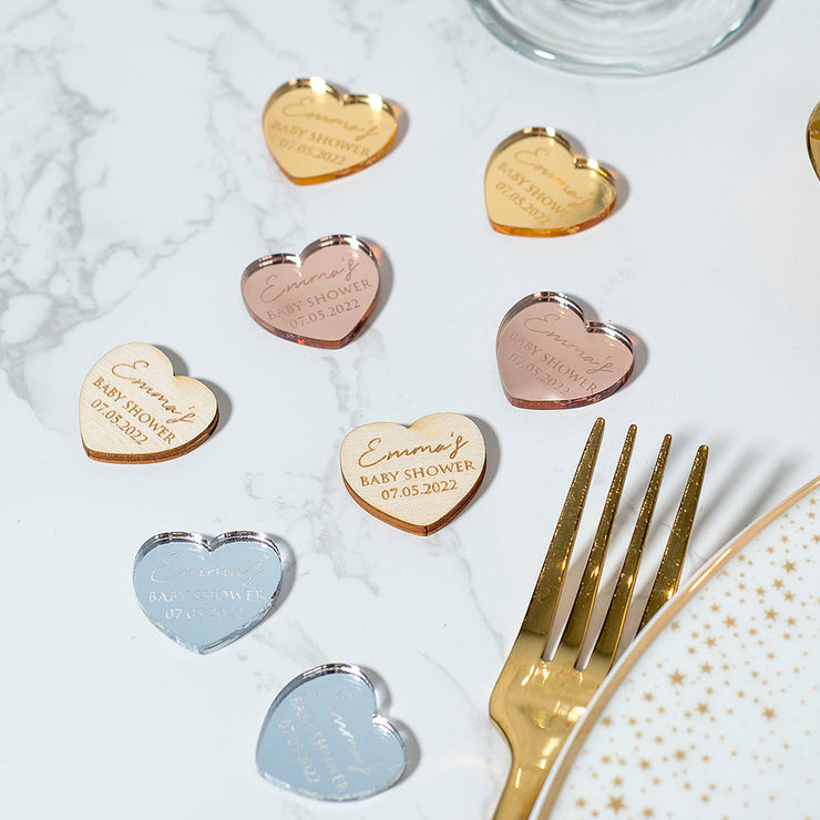 Personalised Heart Baby Shower Table Scatter Confetti Favour Decorations-Love Lumi Ltd