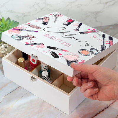 Personalised Make Up Beauty Box Organiser Storage Gift Keepsake Box-Love Lumi Ltd