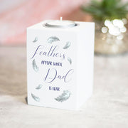 Personalised Feathers Appear Memorial White Candle Tealight Holder-Love Lumi Ltd
