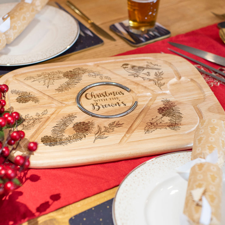 Personalised Winter Foliage Engraved Christmas Carving Board-Love Lumi Ltd
