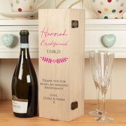 Bridal Party Thank You Hinged Wooden Champagne Prosecco Bottle Gift Box-Love Lumi Ltd