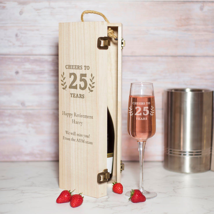 Cheers Retirement Engraved Champagne Bottle Gift Box and Glass-Love Lumi Ltd