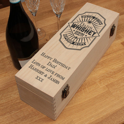 Personalised Whiskey Label Hinged Wooden Bottle Gift Box-Love Lumi Ltd