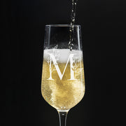 Personalised Floral Initial Monogram Glass Champagne Prosecco Flute-Love Lumi Ltd
