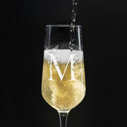 Floral Initial Monogram Glass Champagne Prosecco Flute-Love Lumi Ltd