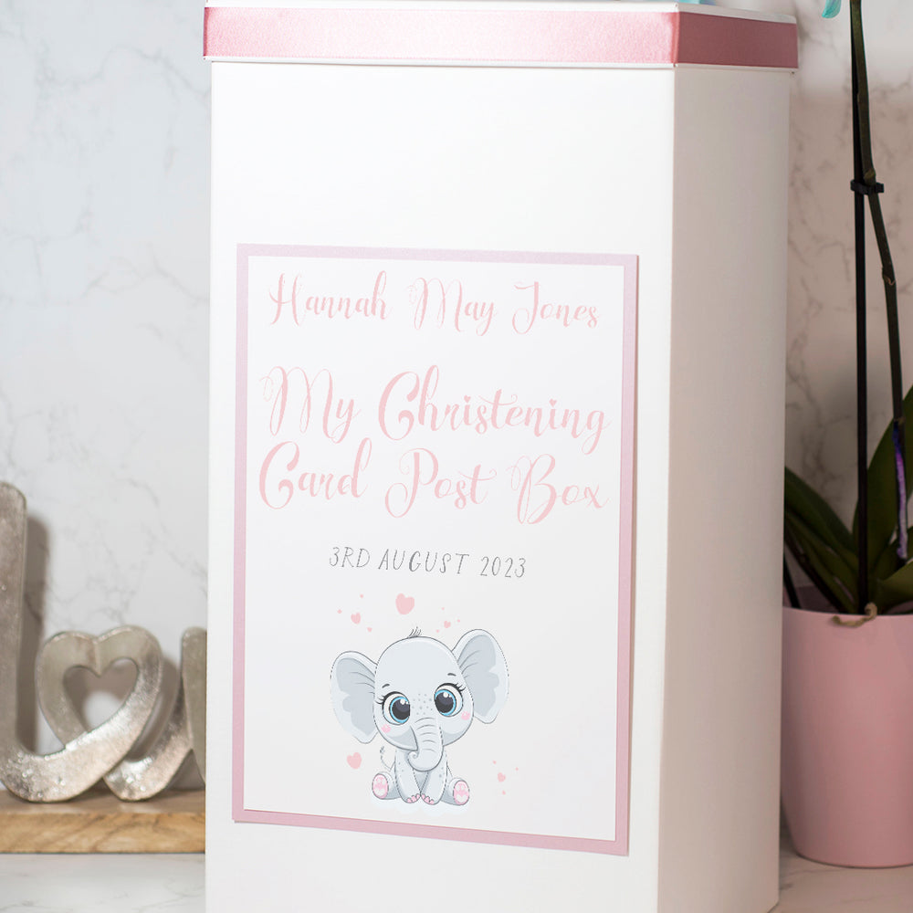 Cute Elephant Christening Baptism Card Post Box-Love Lumi Ltd