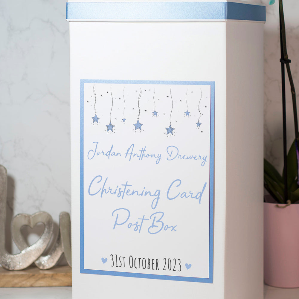 Personalised Stars Christening Baptism Card Post Box-Love Lumi Ltd
