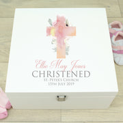 Watercolour Cross Christening Keepsake Memory Box-Love Lumi Ltd