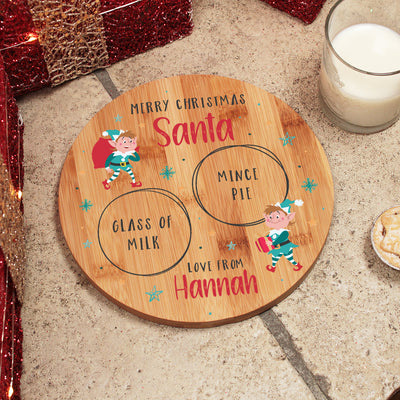 Personalised Elves Round Christmas Eve Santa Treat Board-Love Lumi Ltd