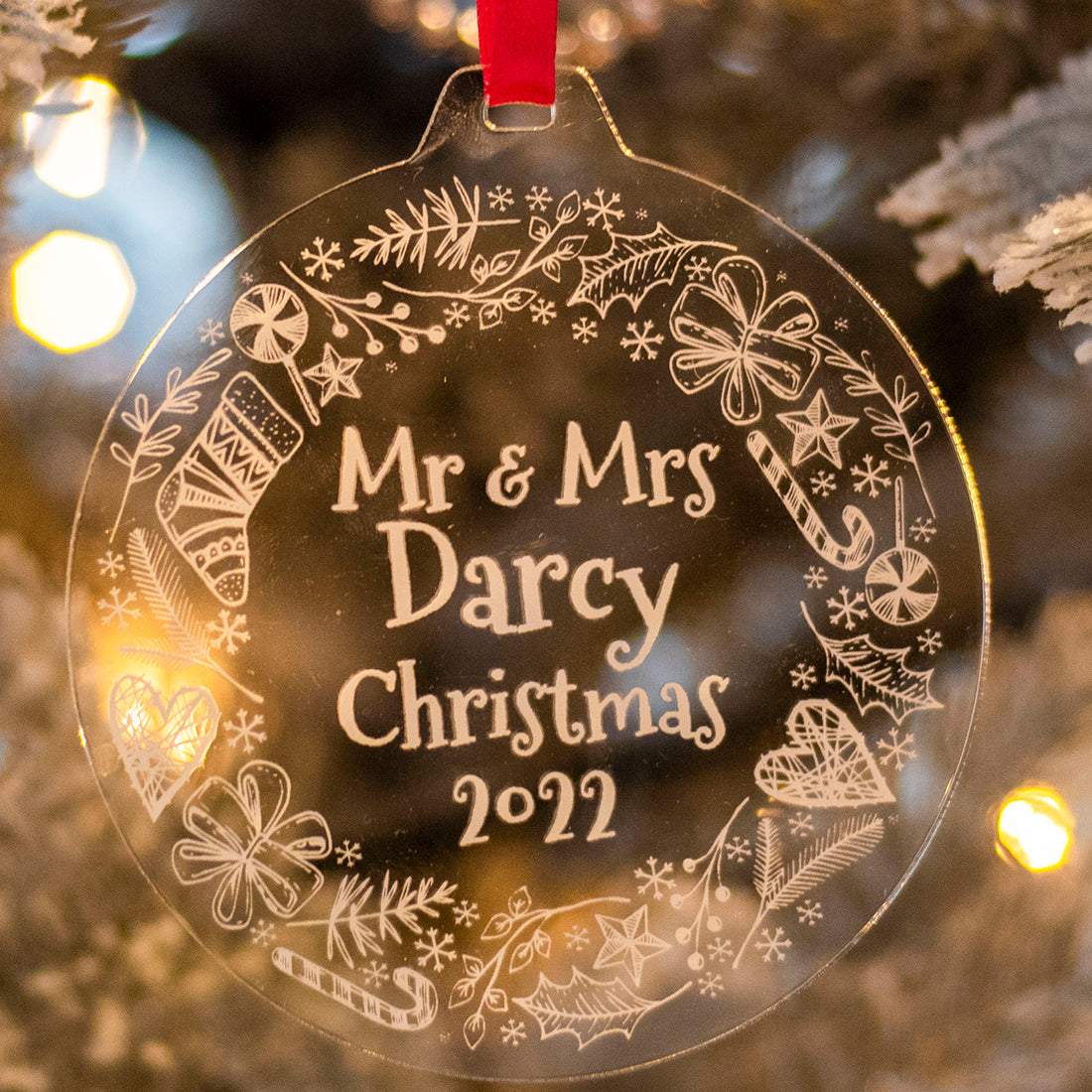 1st Christmas Married Acrylic Christmas Tree Decoration Bauble-Love Lumi Ltd