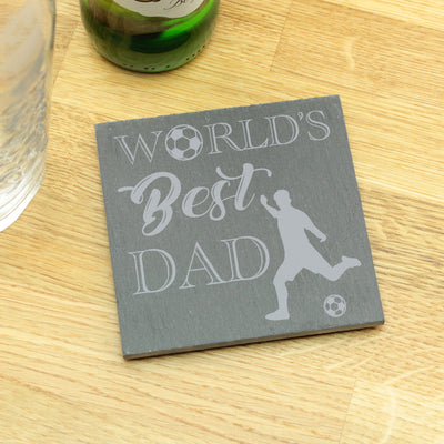 Personalised Engraved World's Best Dad Football Slate Coaster-Love Lumi Ltd
