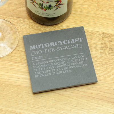 Motorcyclist Dictionary Meaning Definition Motorbike Gift Slate Coaster-Love Lumi Ltd