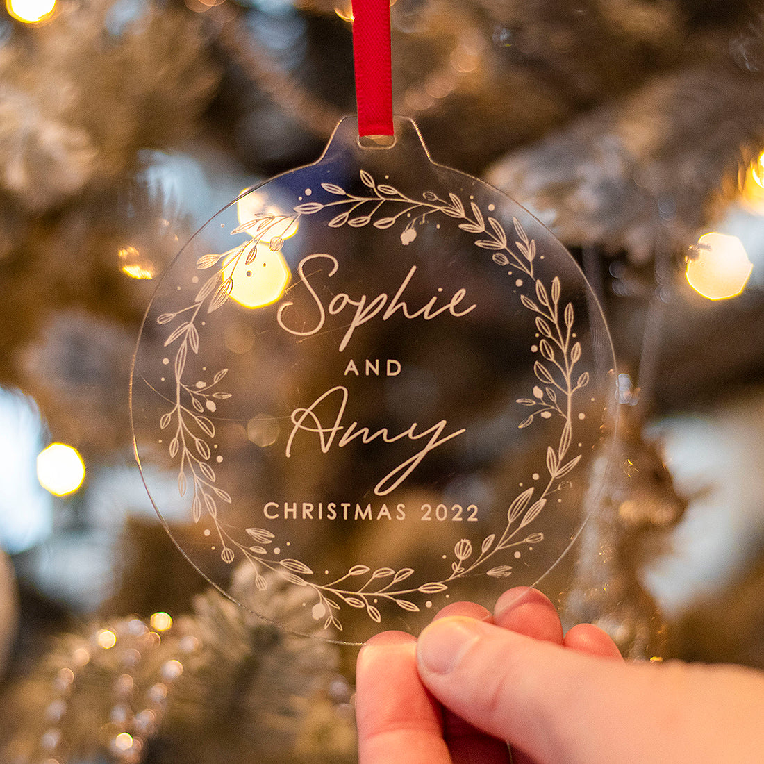 Christmas Couple or Family Acrylic Christmas Tree Decoration Bauble-Love Lumi Ltd