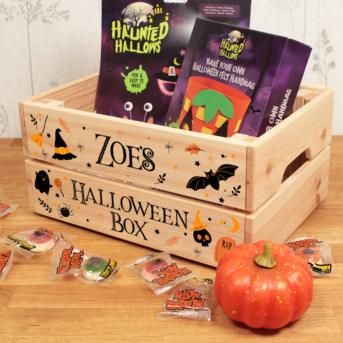 Bats and Witches Halloween Trick or Treat Hamper Gift Crate-Love Lumi Ltd