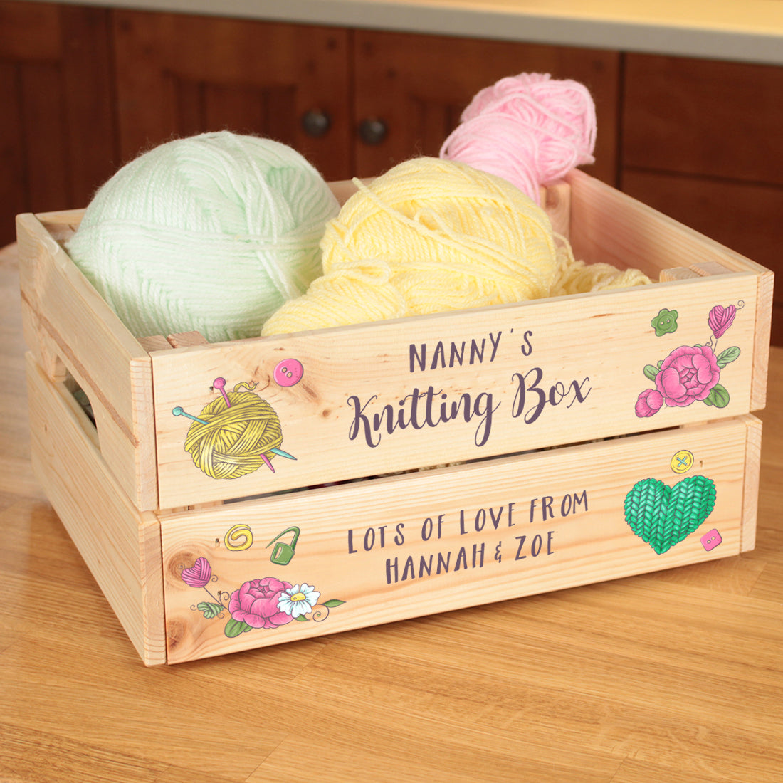 Personalised Knitting Gift Treat Storage Box Crate-Love Lumi Ltd