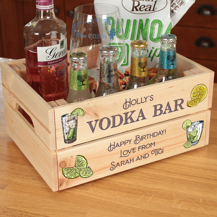 Personalised Vodka Bar Treat Hamper Gift Crate-Love Lumi Ltd