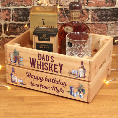 Personalised Whiskey Father's Day Birthday Treat Hamper Gift Crate-Love Lumi Ltd
