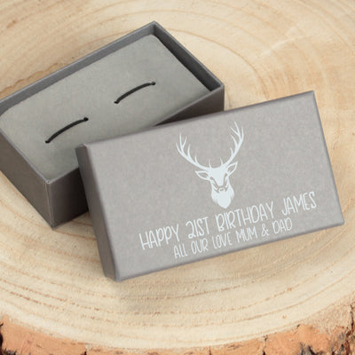 Personalised Stag Any Message Cufflink Gift Box-Love Lumi Ltd