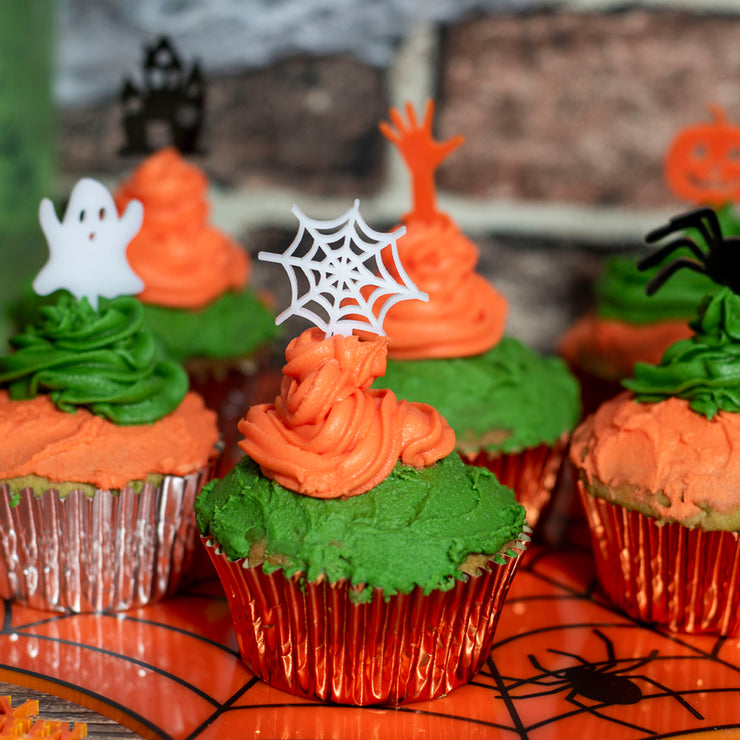 6 x Halloween Icons Acrylic Reusable Party Cupcake Toppers-Love Lumi Ltd