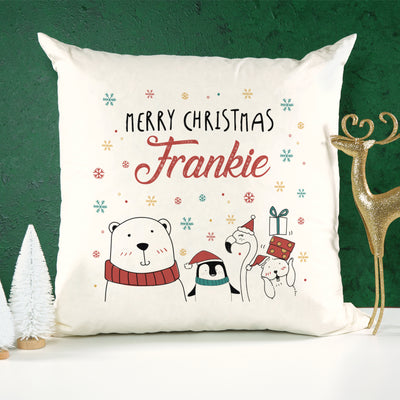 Christmas Winter Animals Soft Large Cushion Cover-Love Lumi Ltd