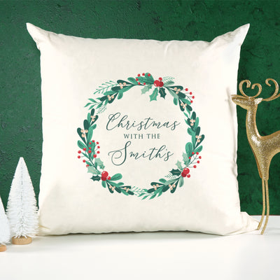 Christmas Mistletoe Wreath Soft Large Cushion Cover-Love Lumi Ltd