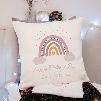 Personalised Pastel Rainbow Super Soft Large Cushion Cover-Love Lumi Ltd