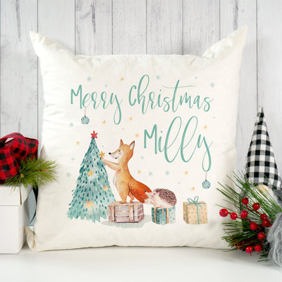 Personalised Watercolour Christmas Animals Soft Large Cushion Cover 40x40cm-Love Lumi Ltd
