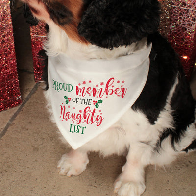 Proud Member of the Naughty List Christmas Pet Dog Bandana and Neck Strap Collar-Love Lumi Ltd