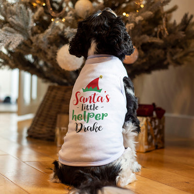 Personalised Santa's Little Helper Pet Dog Tank Top T-Shirt-Love Lumi Ltd