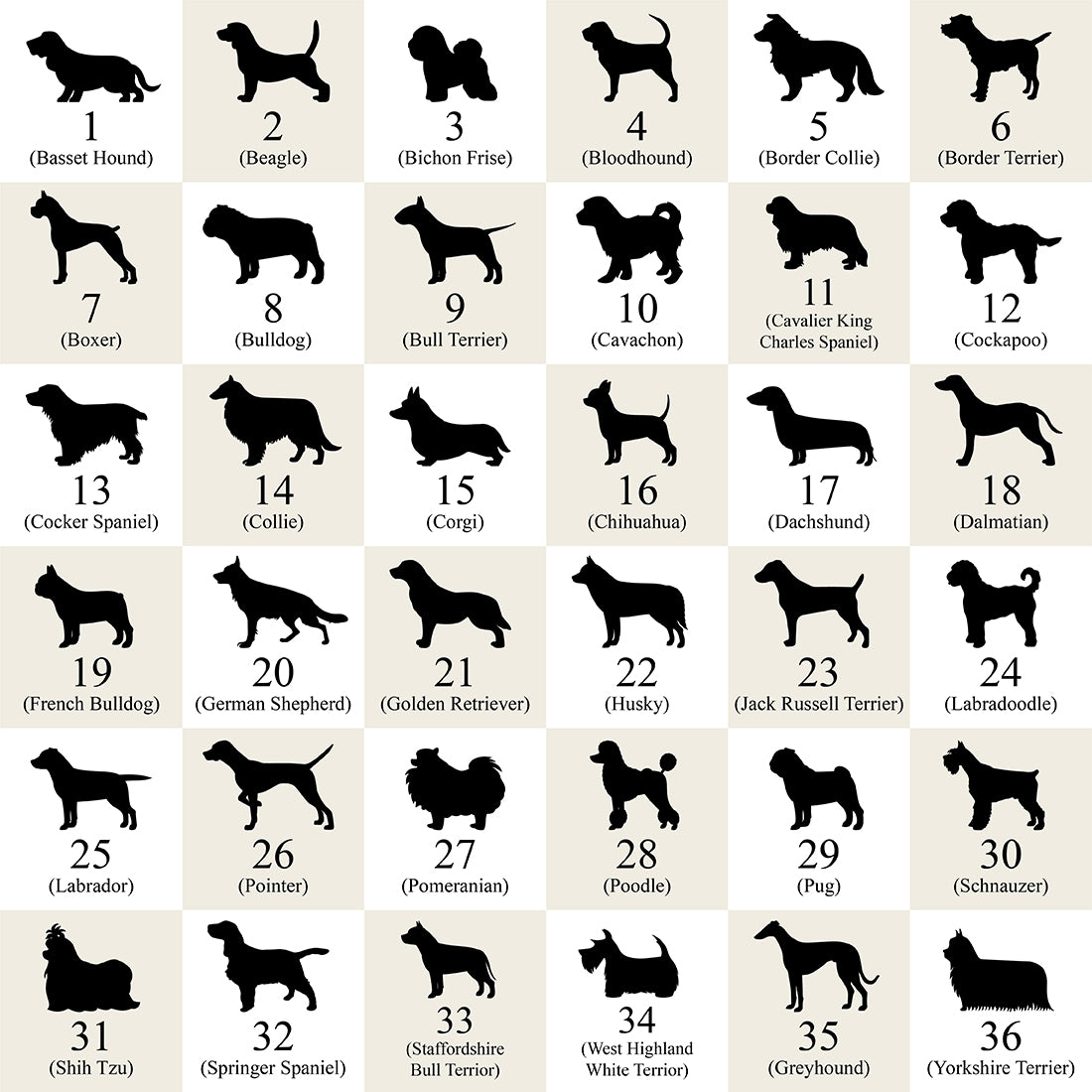 Dog Breed Silhouette Slate House Number or Name Wall Mounted Sign-Love Lumi Ltd