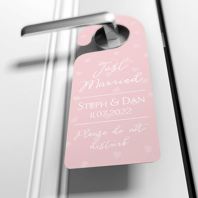 Personalised Just Married Love Heart Acrylic Door Hanger Sign-Love Lumi Ltd
