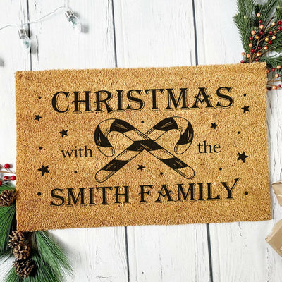 Personalised Family Christmas Candy Cane Welcome Doormat-Love Lumi Ltd