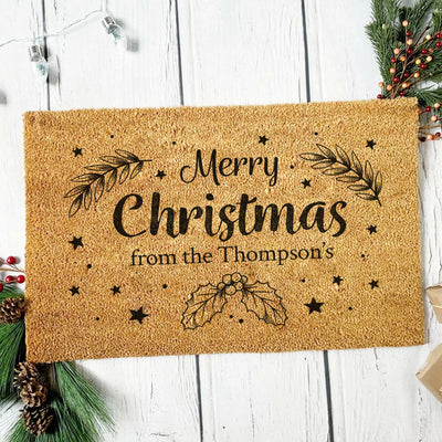 Personalised Family Christmas Mistletoe Welcome Doormat-Love Lumi Ltd