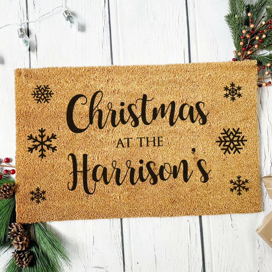 Family Christmas Snowflake Welcome Doormat-Love Lumi Ltd