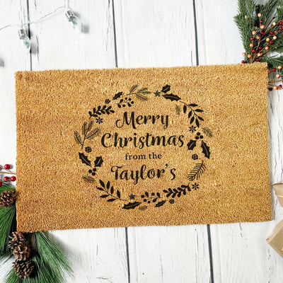 Personalised Family Christmas Wreath Welcome Doormat-Love Lumi Ltd