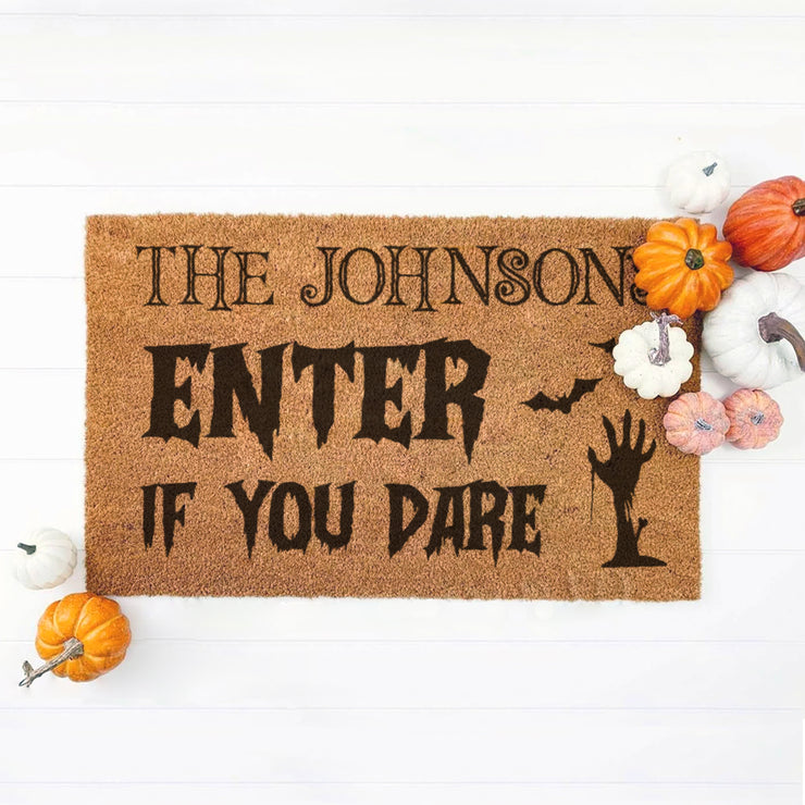 Personalised Enter If Your Dare Halloween Welcome Doormat-Love Lumi Ltd